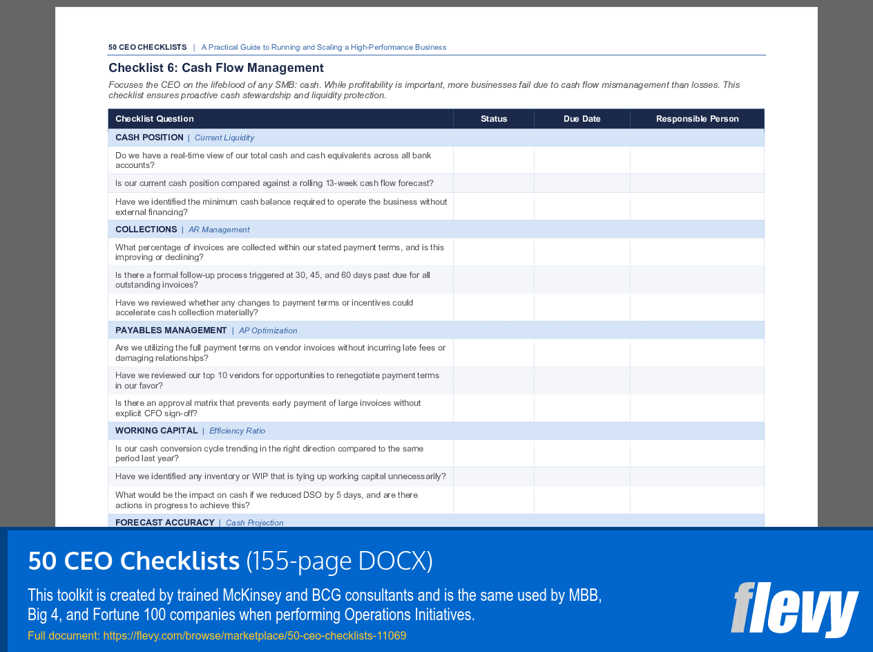 50 CEO Checklists (155-page Word document) Preview Image