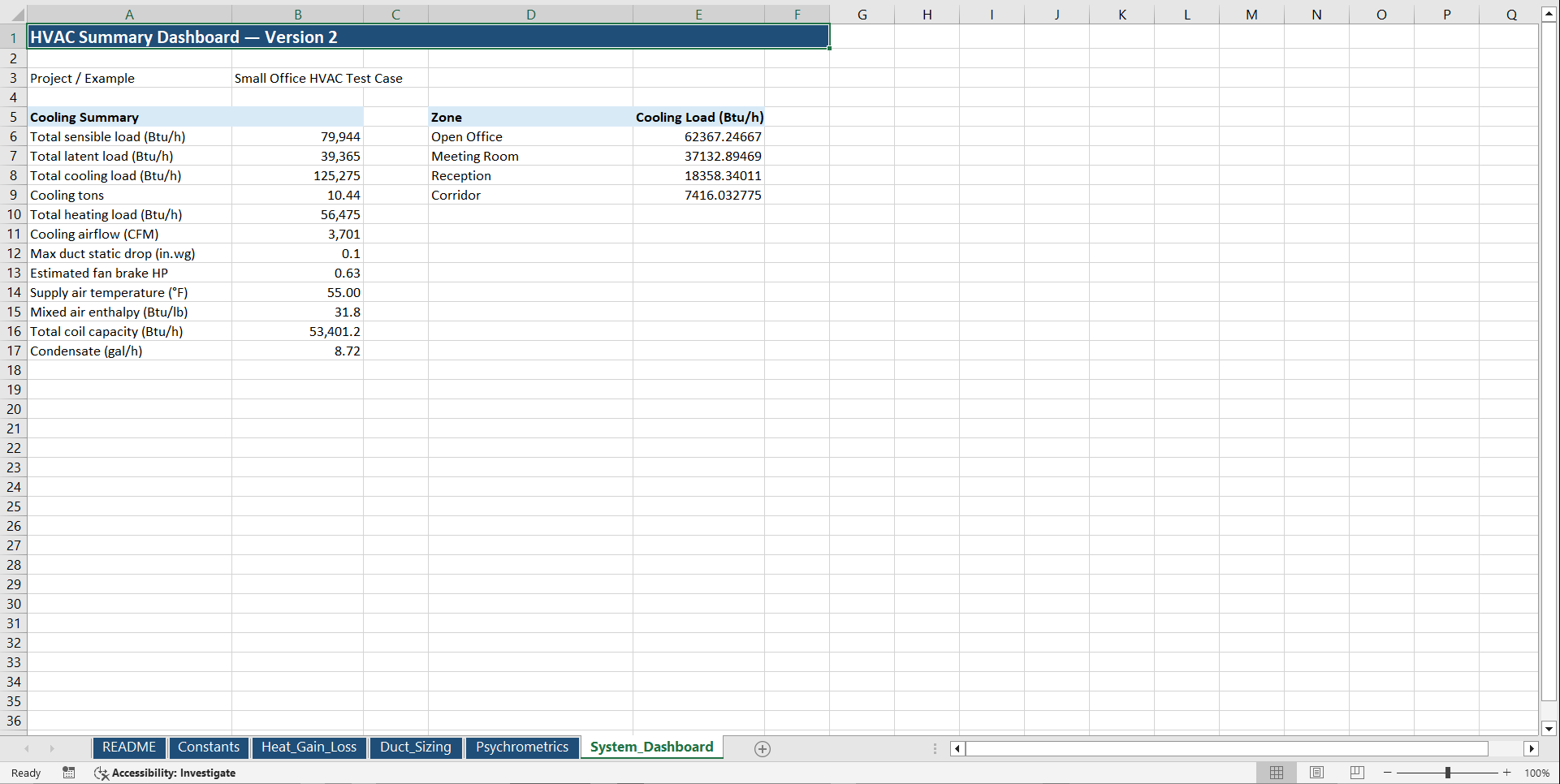 HVAC Load & System Design Excel Toolkit (ASHRAE-Based) (Excel template (XLSX)) Preview Image