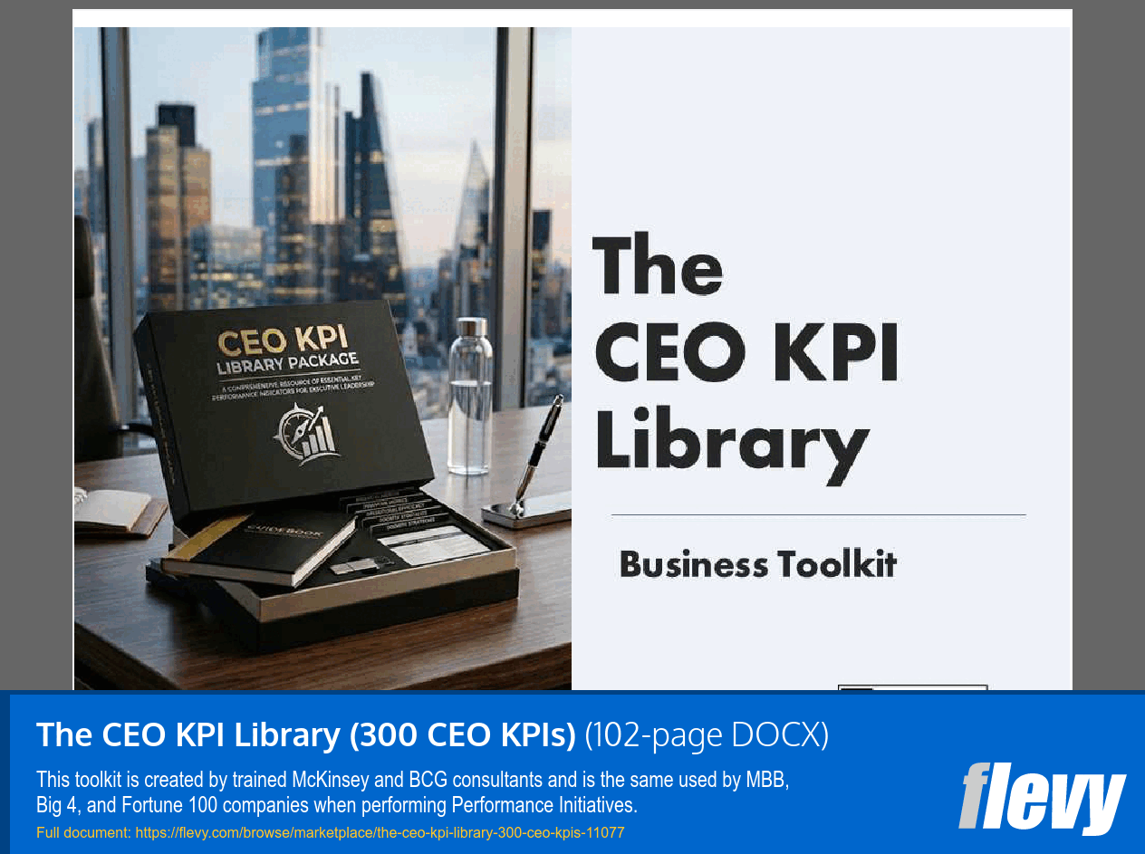CEO KPI Library (300 CEO KPIs) (102-page Word document) Preview Image