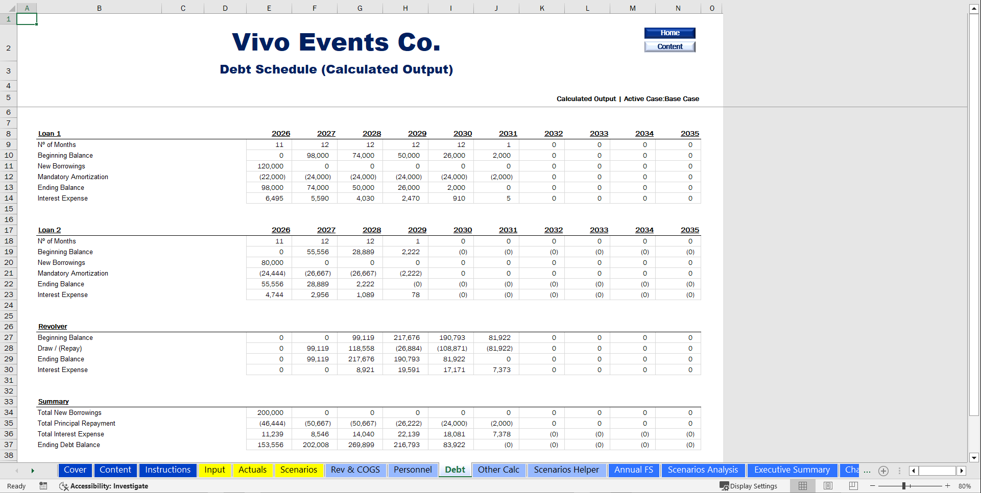 Event Planning & Management Financial Model (10-Year Forecast) (Excel template (XLSX)) Preview Image