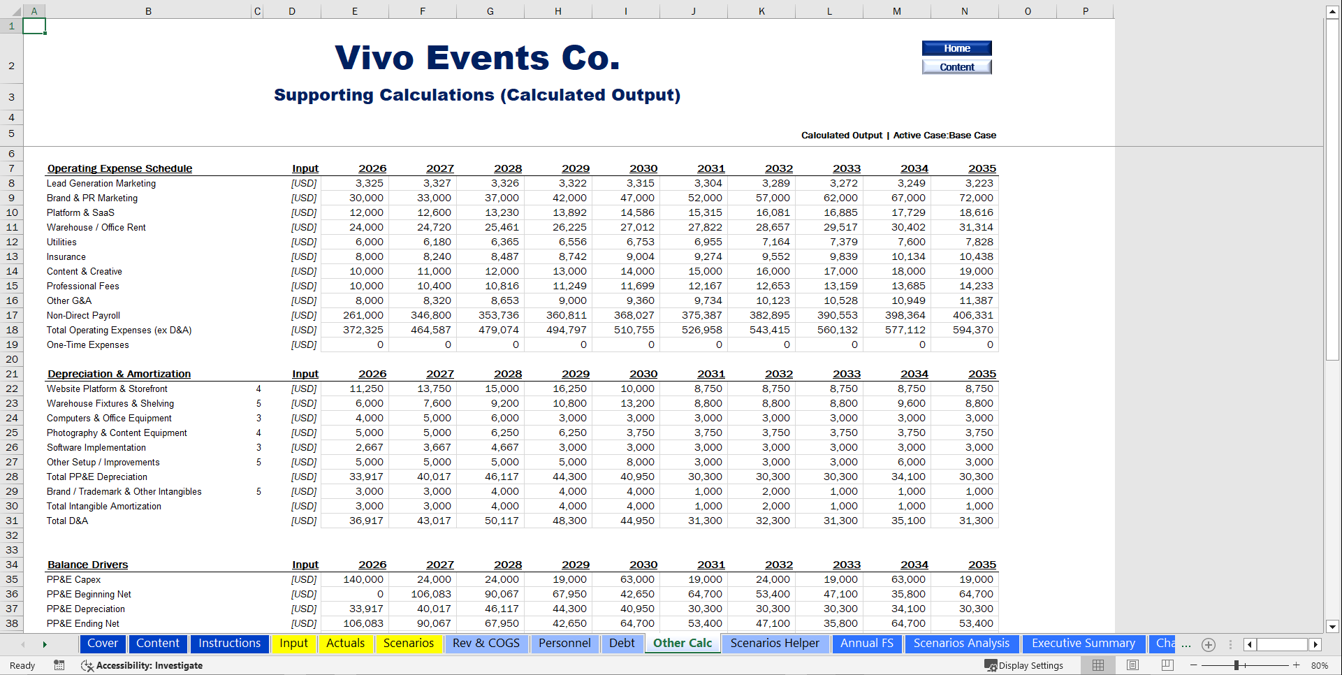 Event Planning & Management Financial Model (10-Year Forecast) (Excel template (XLSX)) Preview Image