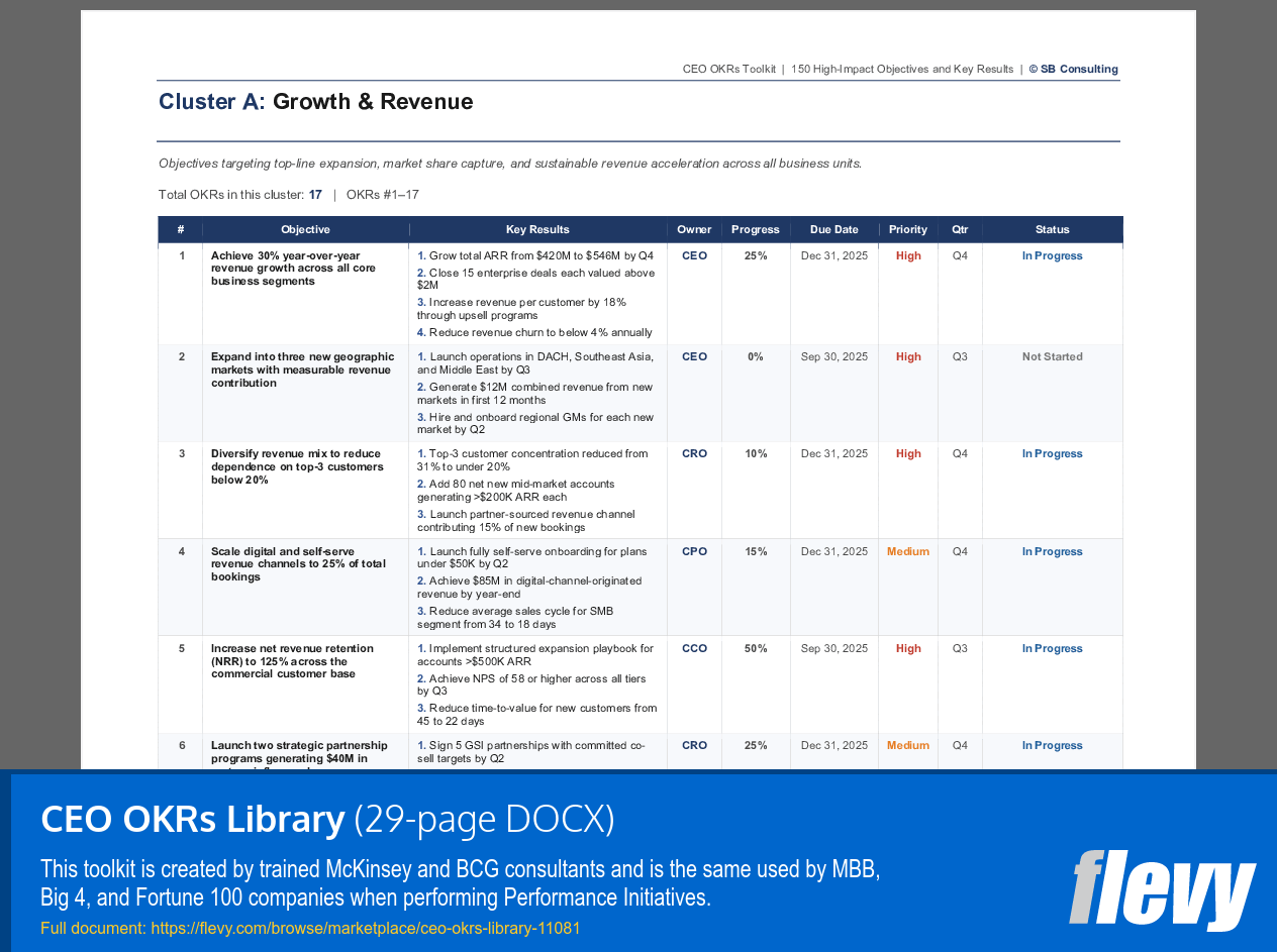 CEO OKRs Library (29-page Word document) Preview Image