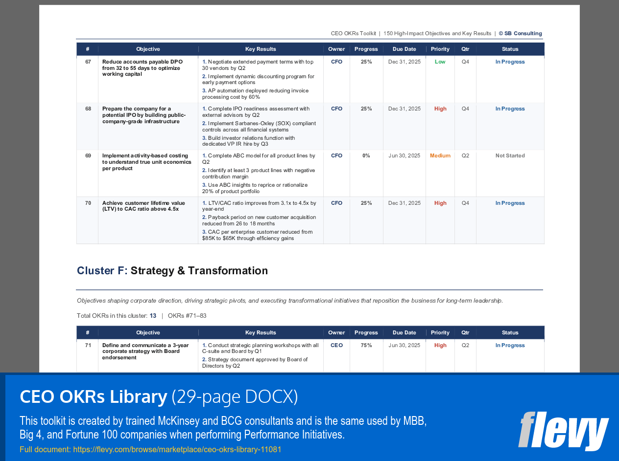 CEO OKRs Library (29-page Word document) Preview Image