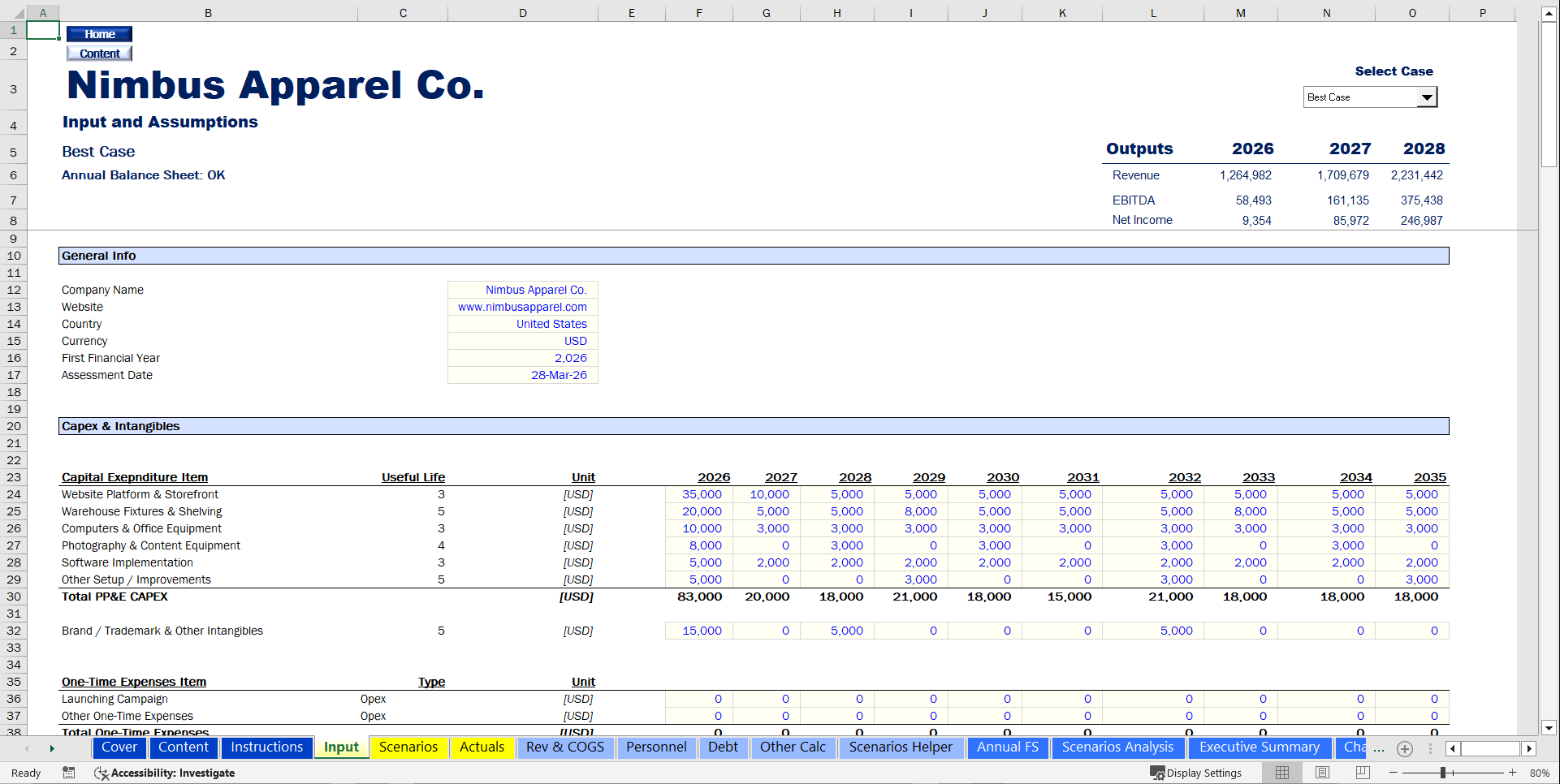 E-Commerce Financial financial Model (Excel template (XLSX)) Preview Image