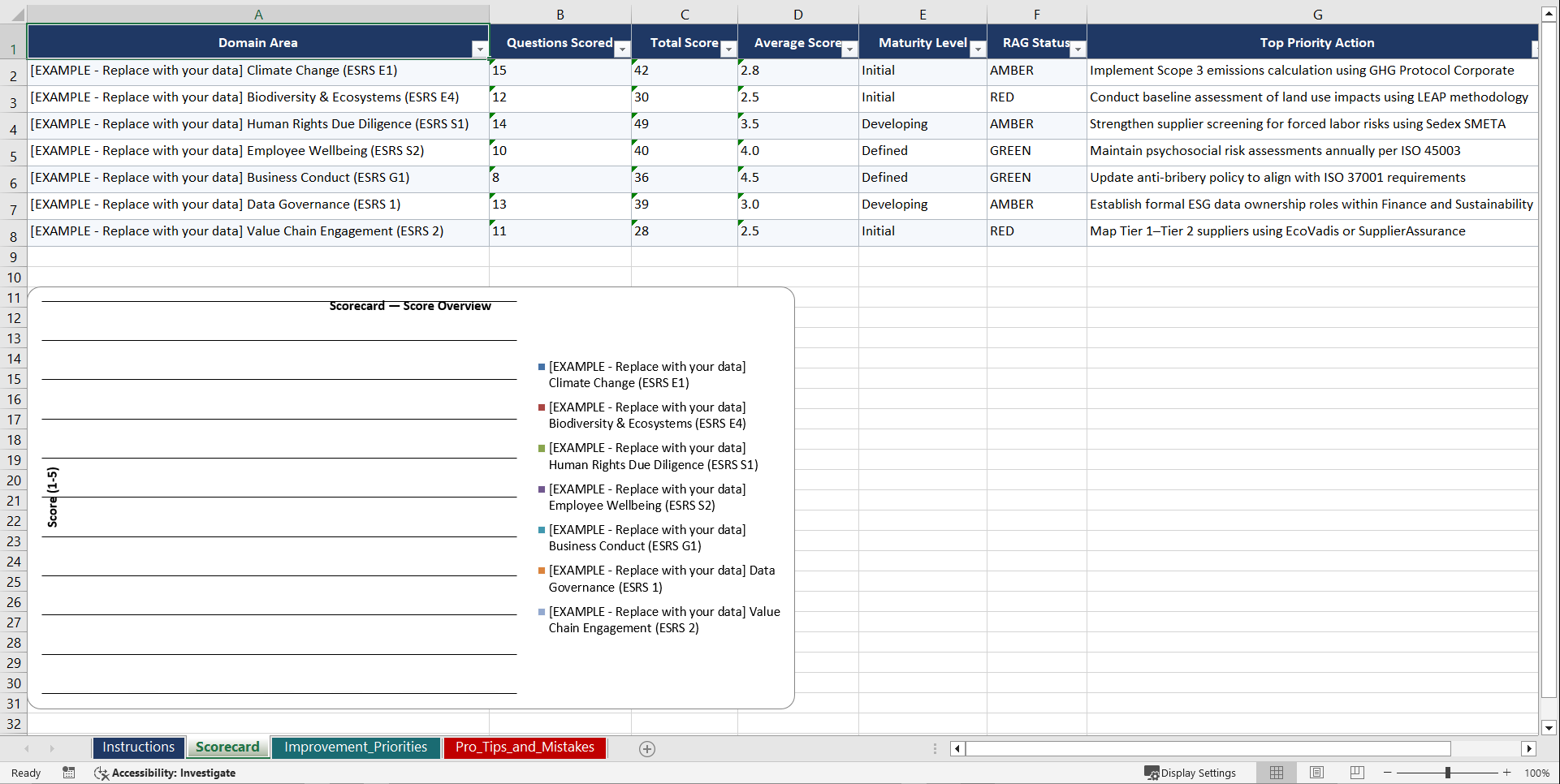 CSRD and ESG Reporting Compliance Playbook (Excel template (XLSX)) Preview Image