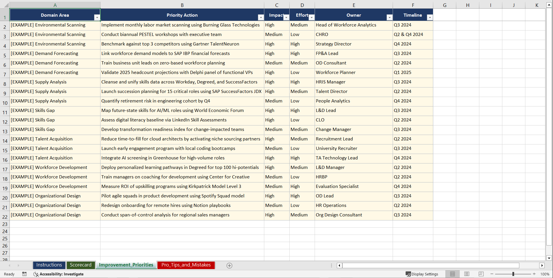 Strategic Workforce Planning Playbook (Excel template (XLSX)) Preview Image