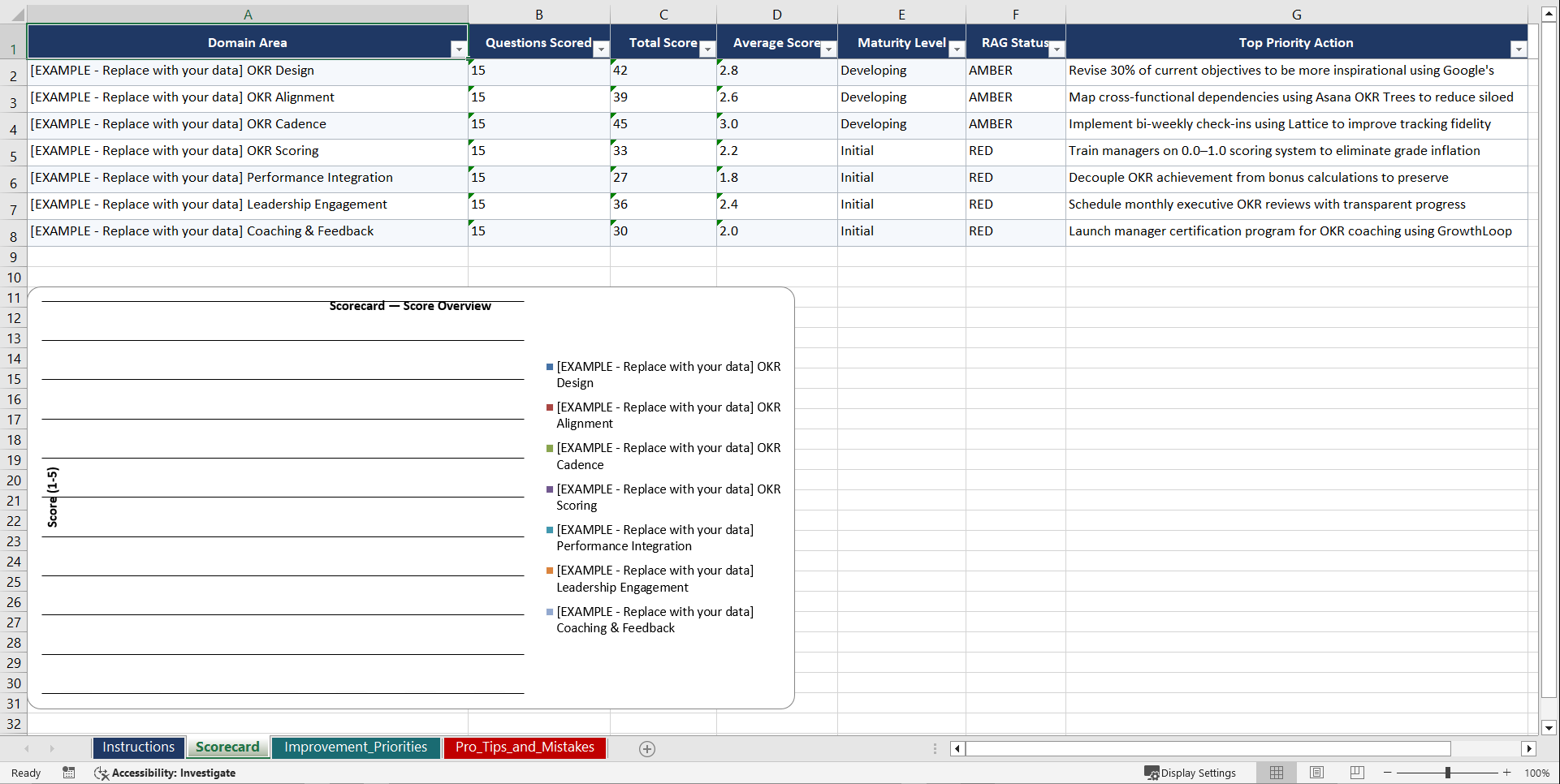 OKR Implementation and Performance Management Playbook (Excel template (XLSX)) Preview Image