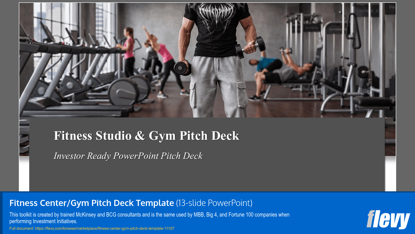 Fitness Center/Gym Pitch Deck Template (13-slide PPT PowerPoint presentation slide deck (PPTX)) Preview Image