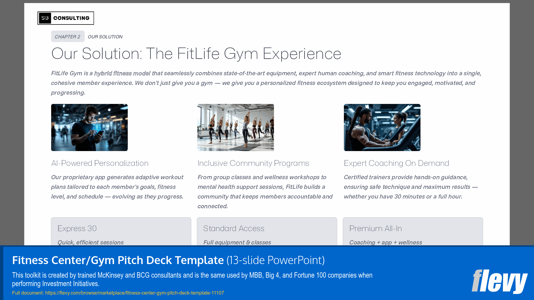 Fitness Center/Gym Pitch Deck Template (13-slide PPT PowerPoint presentation slide deck (PPTX)) Preview Image