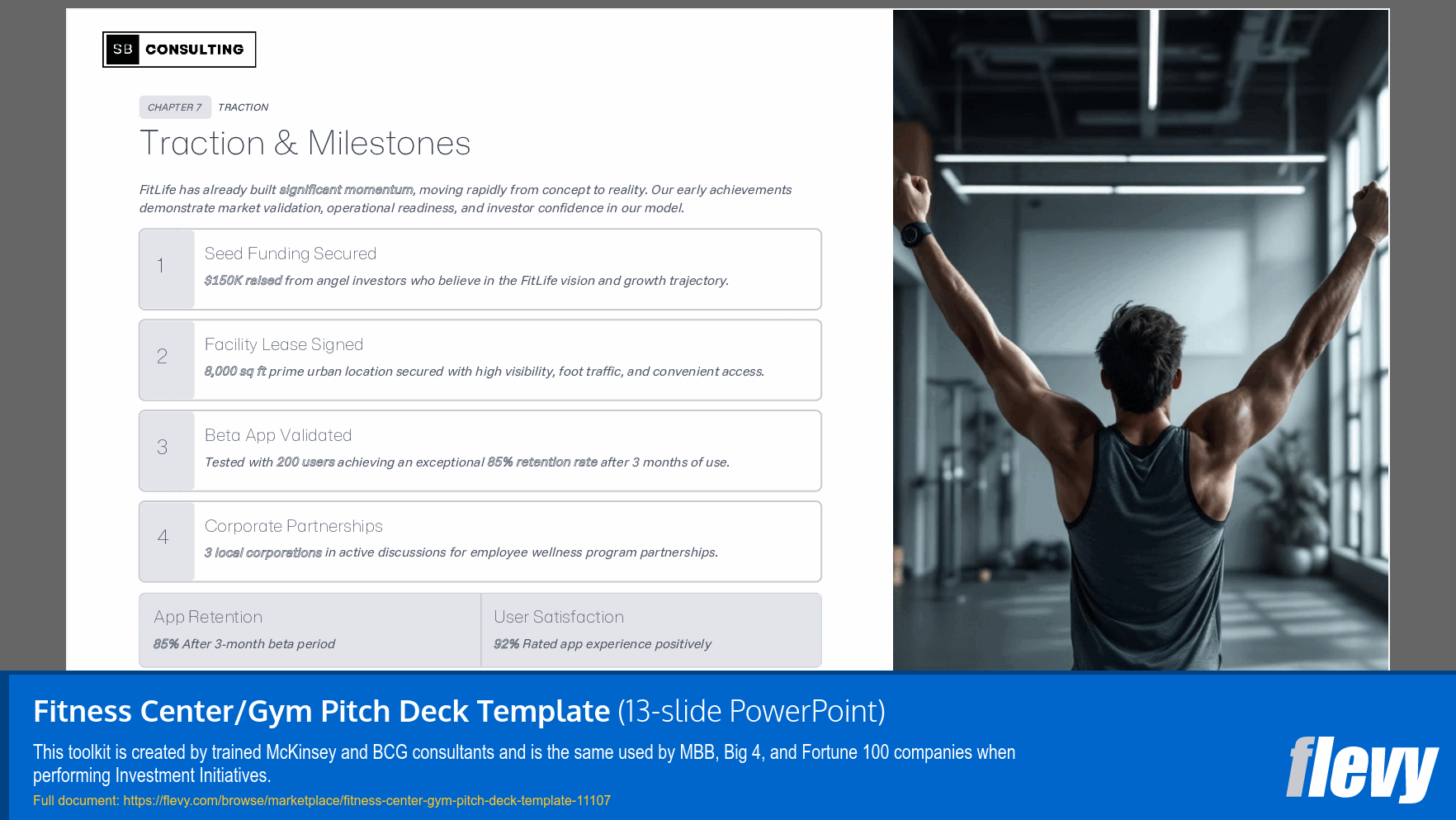 Fitness Center/Gym Pitch Deck Template (13-slide PPT PowerPoint presentation slide deck (PPTX)) Preview Image