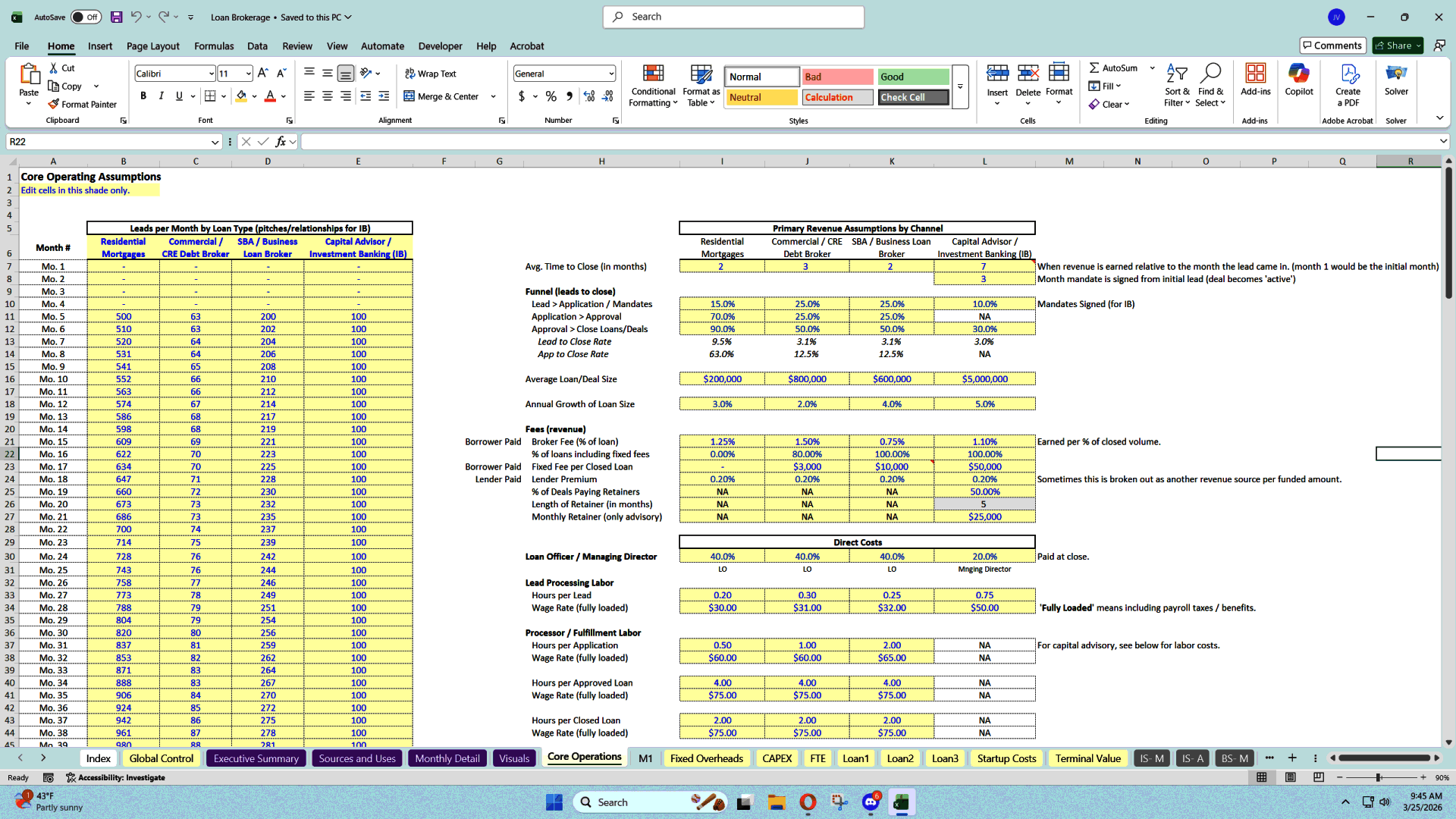 Loan Brokerage / Investment Banking Firm Financial Model (Excel template (XLSX)) Preview Image