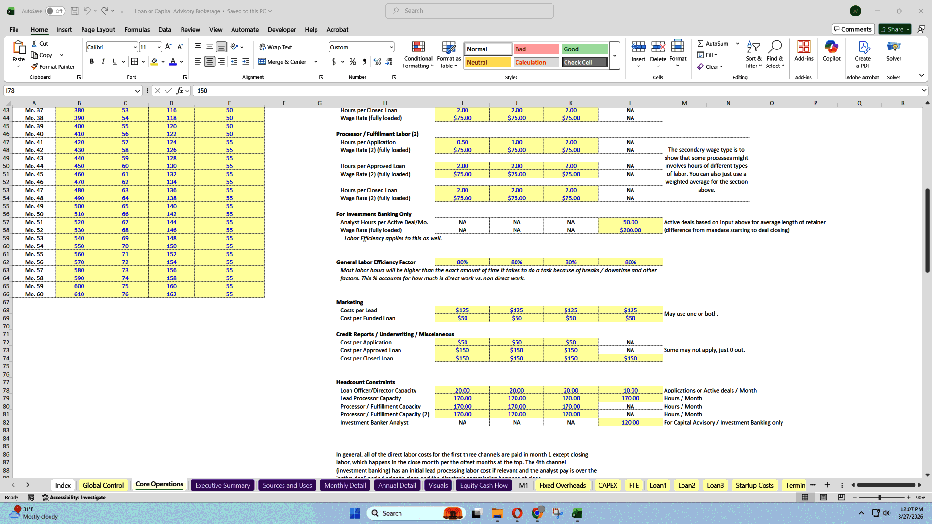 Loan Brokerage / Investment Banking Firm Financial Model (Excel template (XLSX)) Preview Image