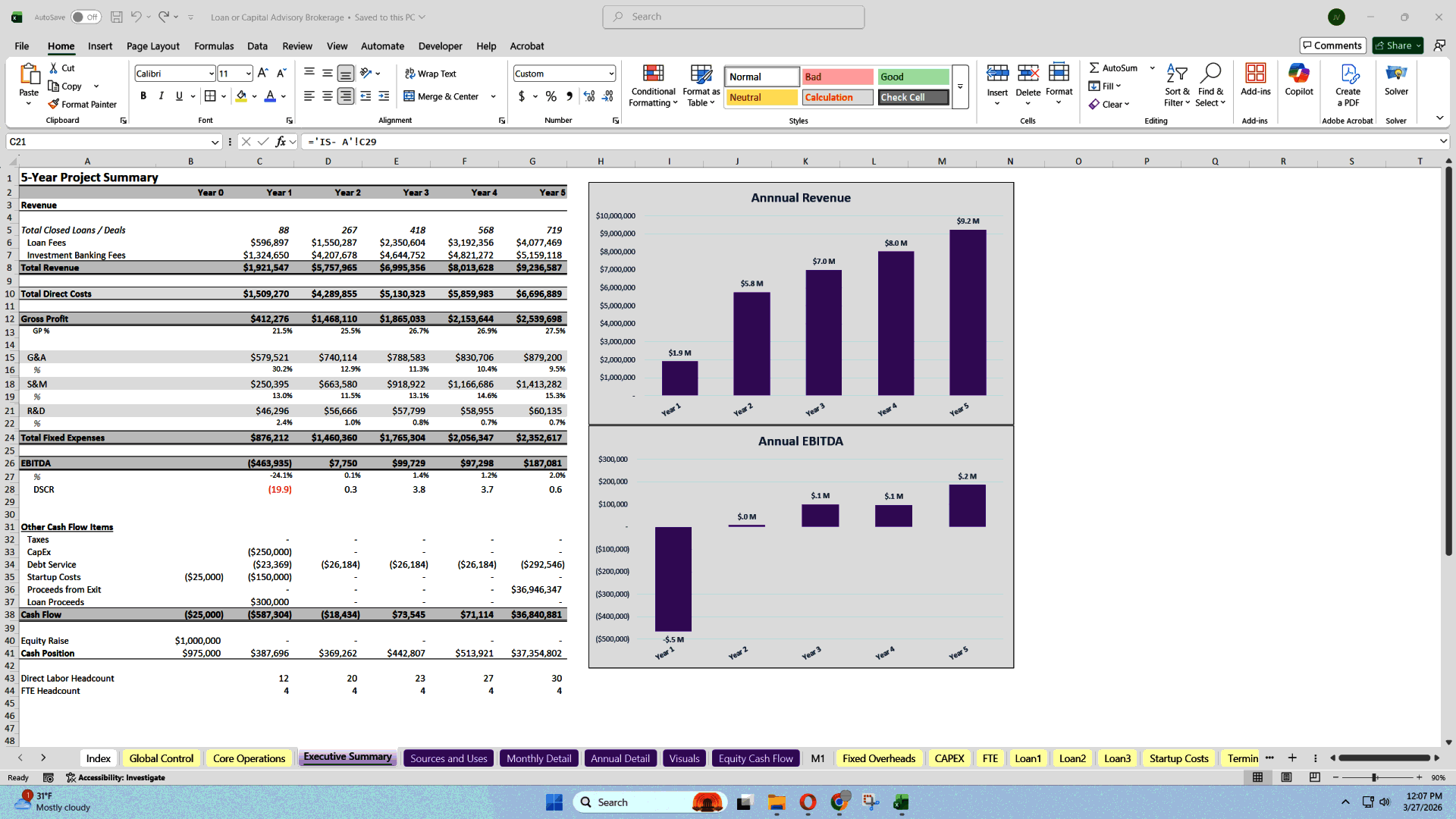 Loan Brokerage / Investment Banking Firm Financial Model (Excel template (XLSX)) Preview Image