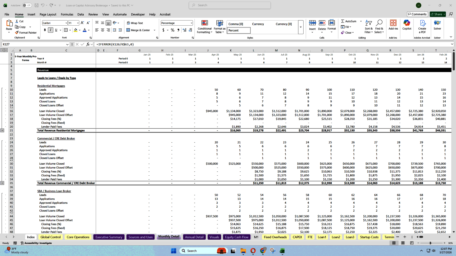 Loan Brokerage / Investment Banking Firm Financial Model (Excel template (XLSX)) Preview Image