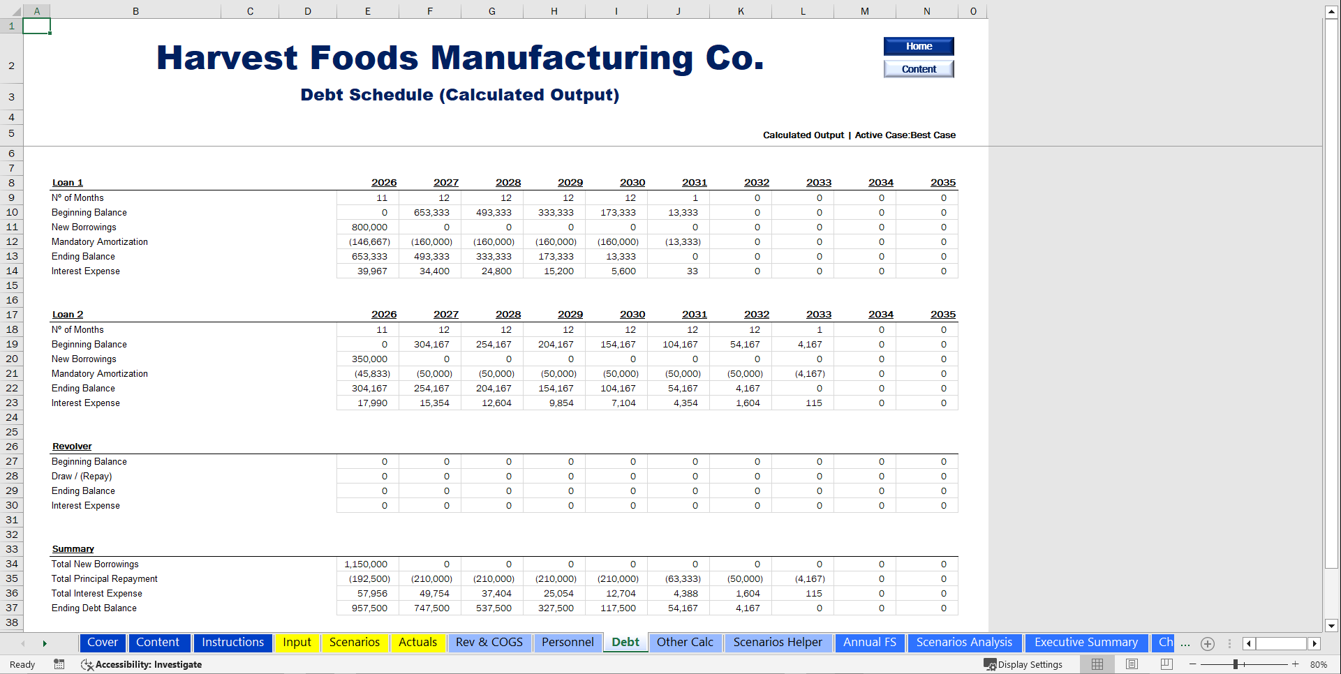 Food Manufacturing Financial Model (Excel template (XLSX)) Preview Image