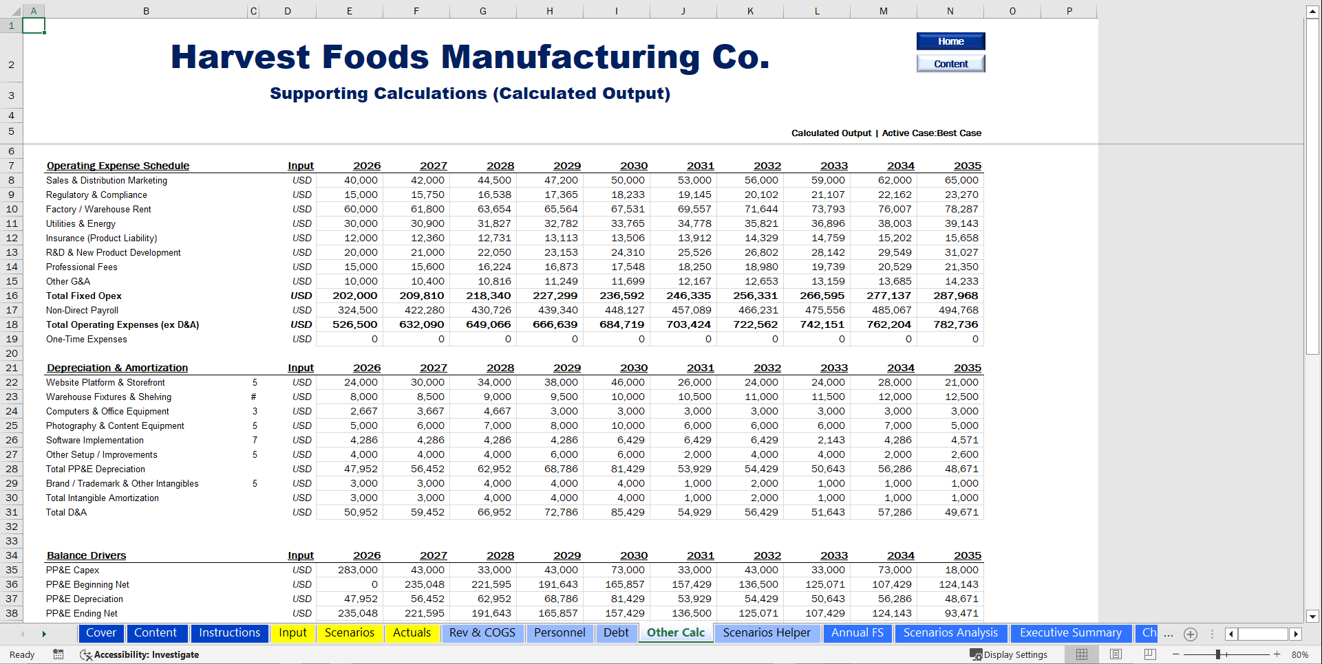 Food Manufacturing Financial Model (Excel template (XLSX)) Preview Image