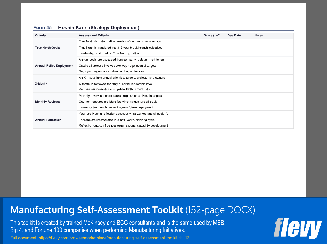 Manufacturing Self-Assessment Toolkit (152-page Word document) Preview Image
