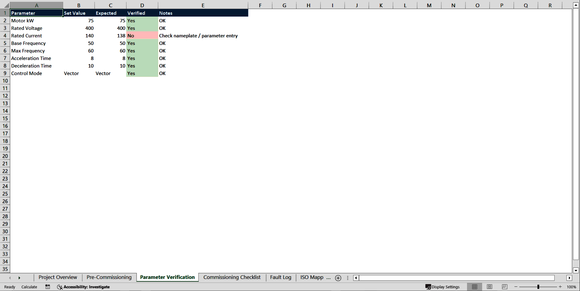 VSD Commissioning & Reliability Master Toolkit (Excel template (XLSX)) Preview Image
