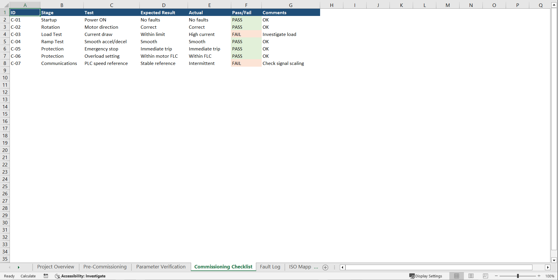 VSD Commissioning & Reliability Master Toolkit (Excel template (XLSX)) Preview Image