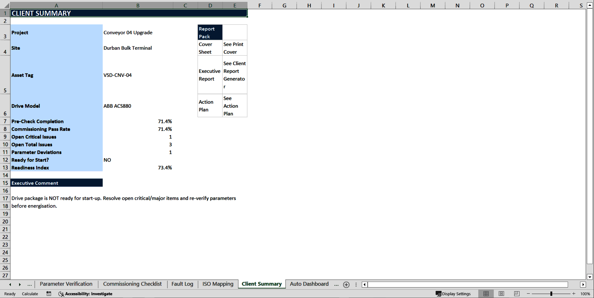 VSD Commissioning & Reliability Master Toolkit (Excel template (XLSX)) Preview Image