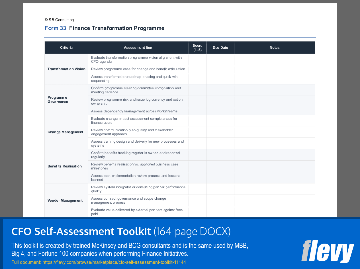 CFO Self-Assessment Toolkit (164-page Word document) Preview Image