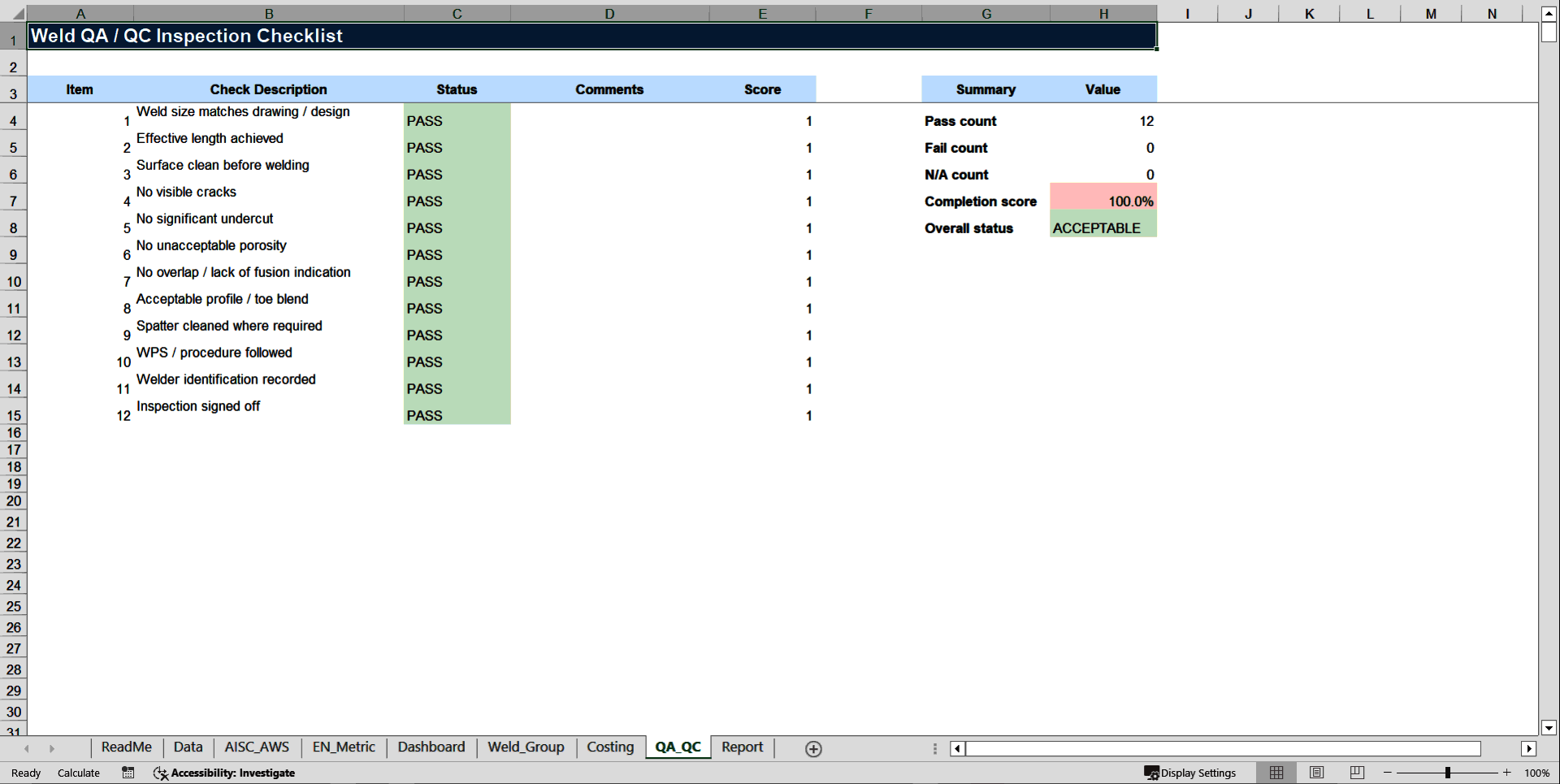 Weld Strength Calculator V3 Enterprise – Metric Design, Fail (Excel template (XLSX)) Preview Image