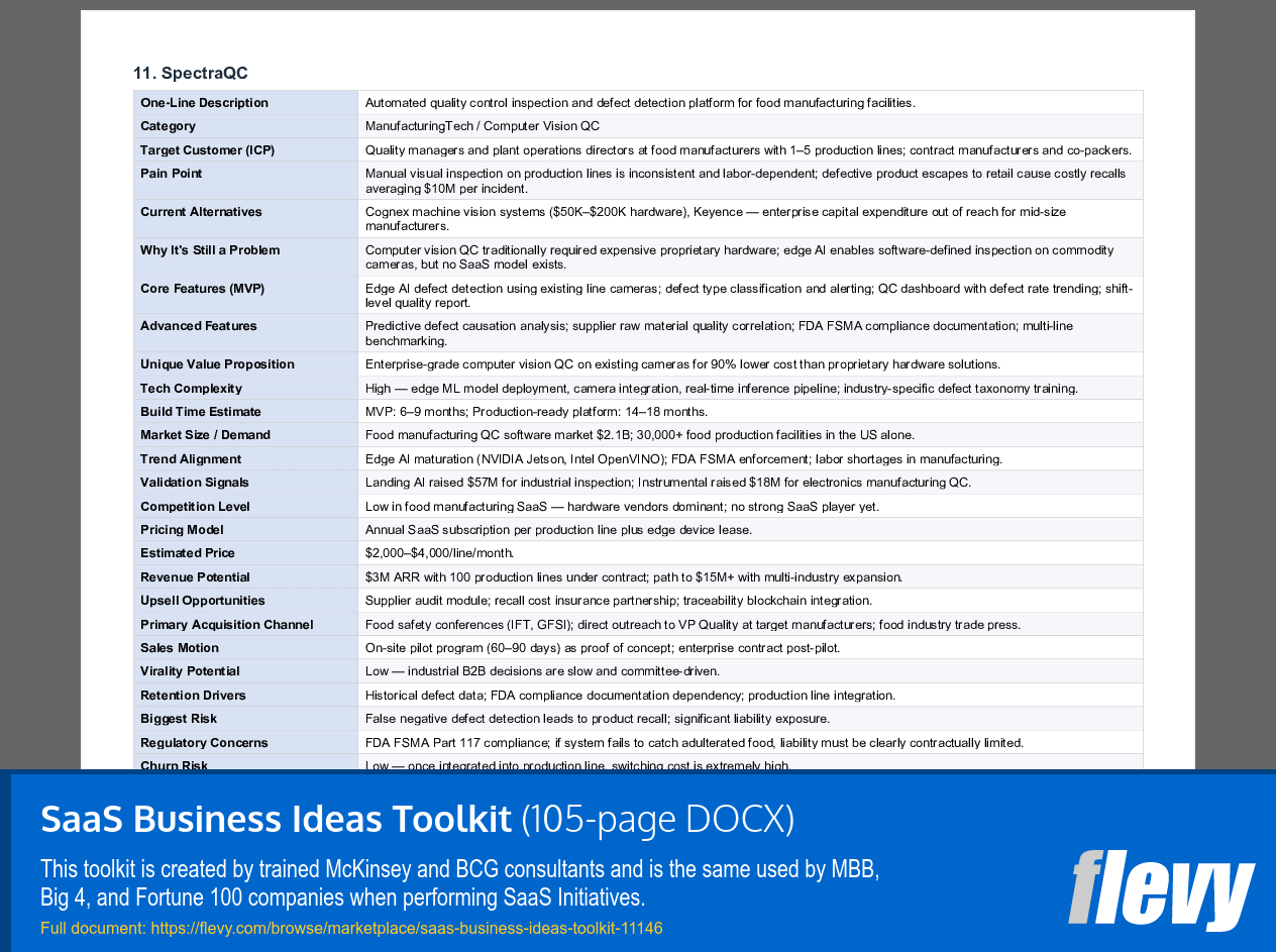 SaaS Business Ideas Toolkit (105-page Word document) Preview Image