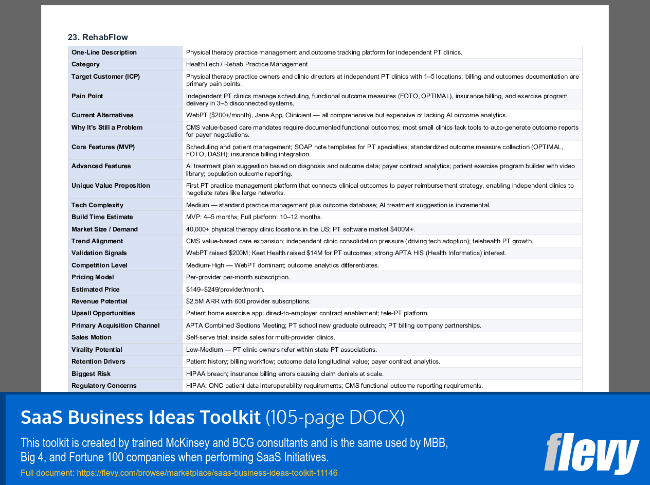 SaaS Business Ideas Toolkit (105-page Word document) Preview Image