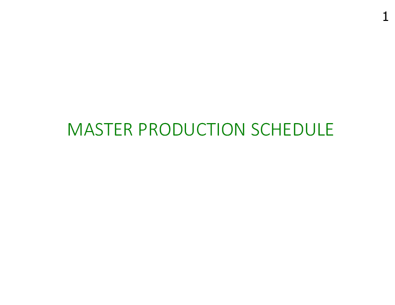 Master Production Scheduling