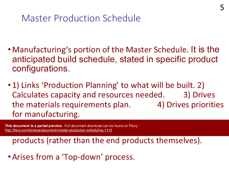 importance of master production schedule