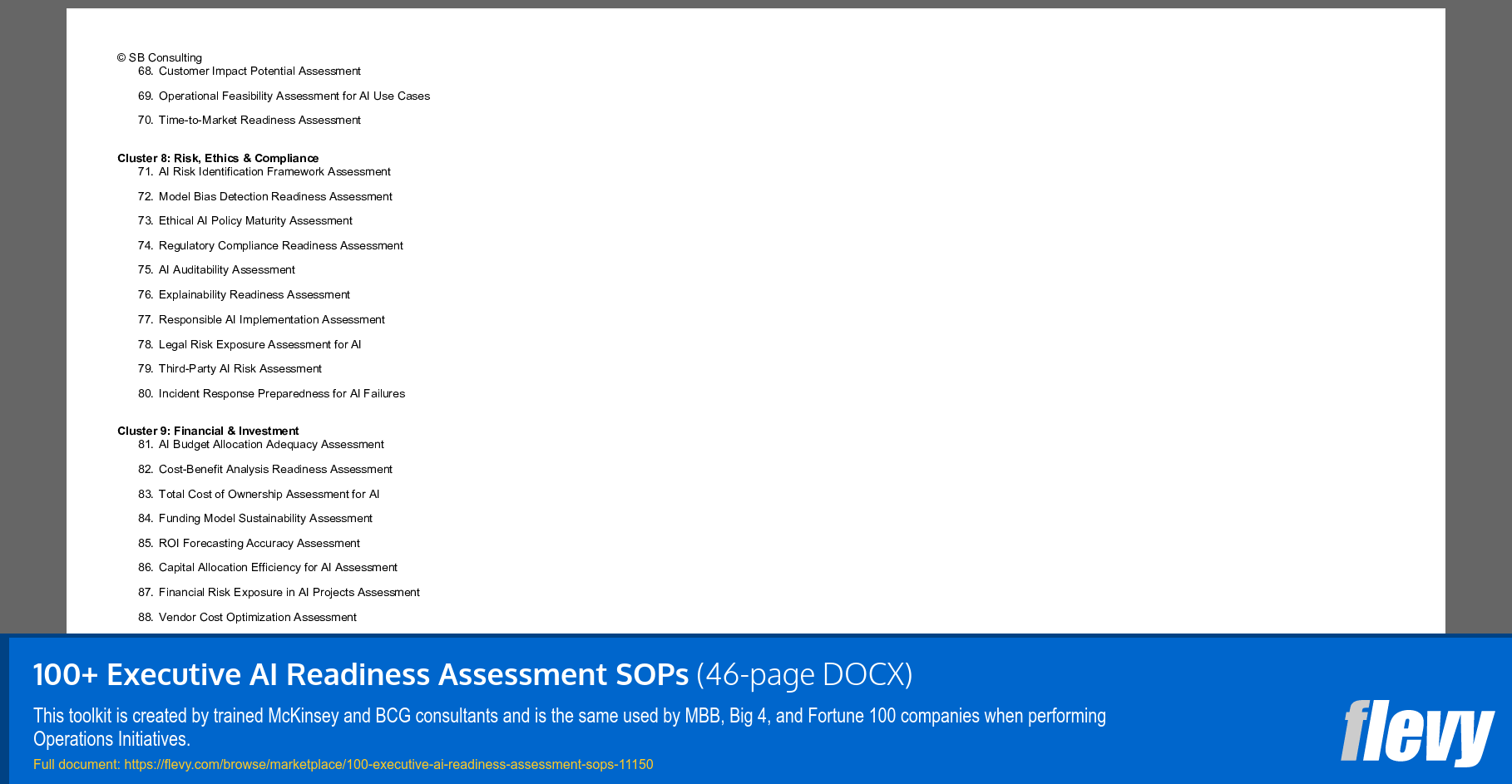 100+ Executive AI Readiness Assessment SOPs (46-page Word document) Preview Image