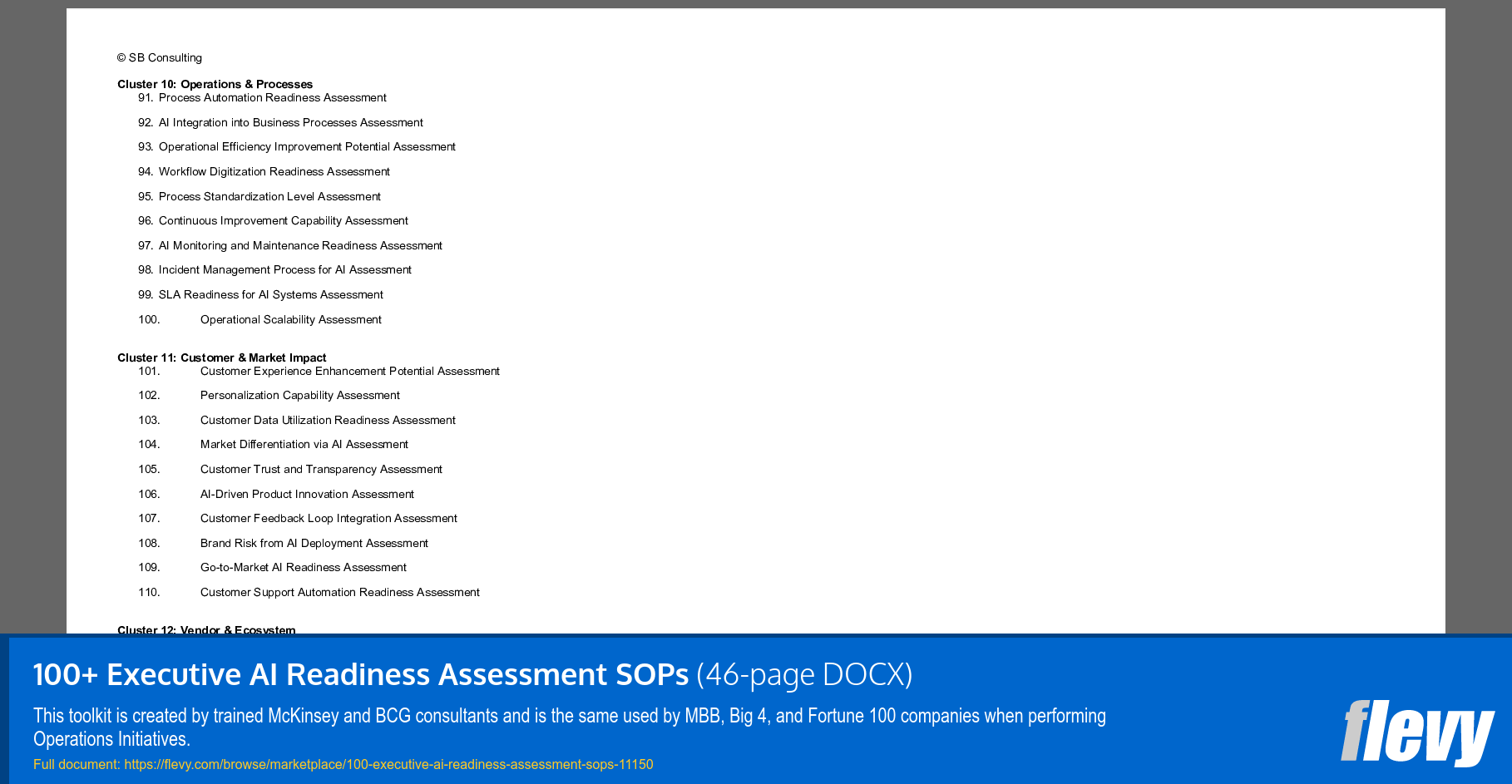 100+ Executive AI Readiness Assessment SOPs (46-page Word document) Preview Image