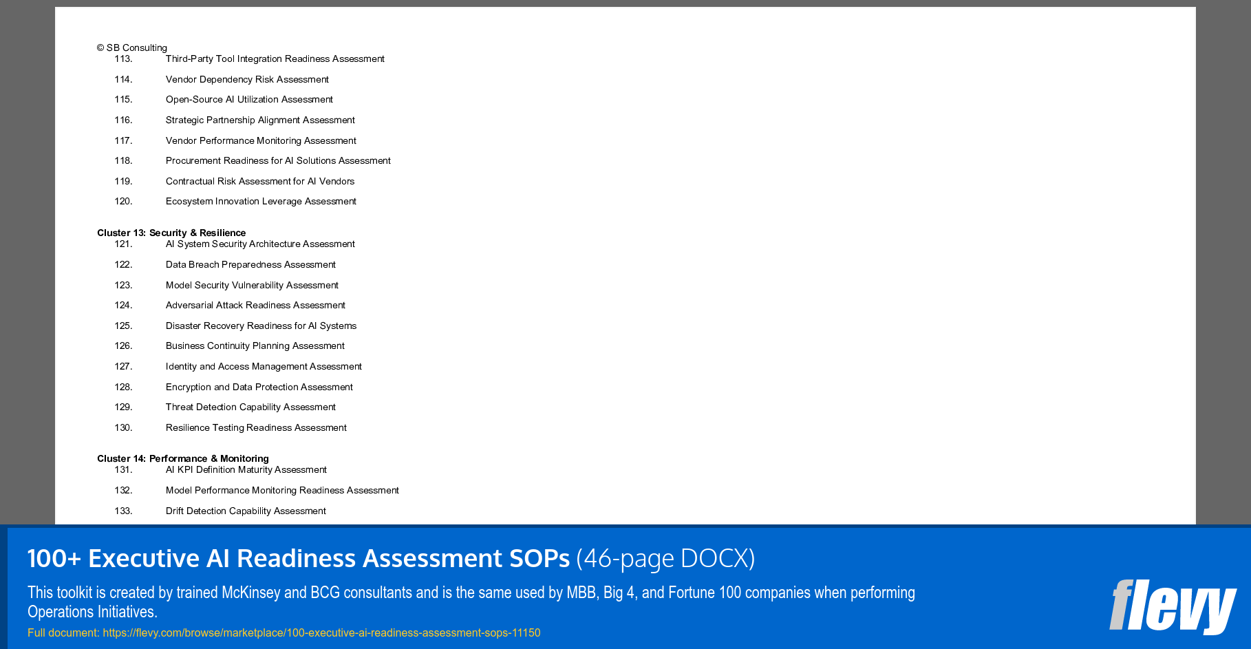 100+ Executive AI Readiness Assessment SOPs (46-page Word document) Preview Image