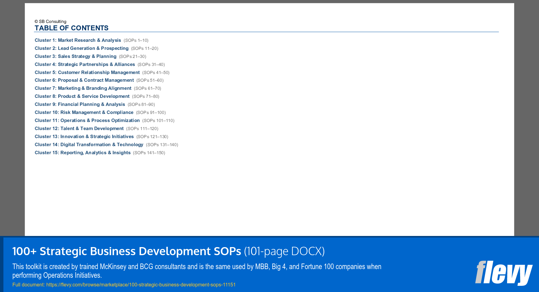 100+ Strategic Business Development SOPs (101-page Word document) Preview Image