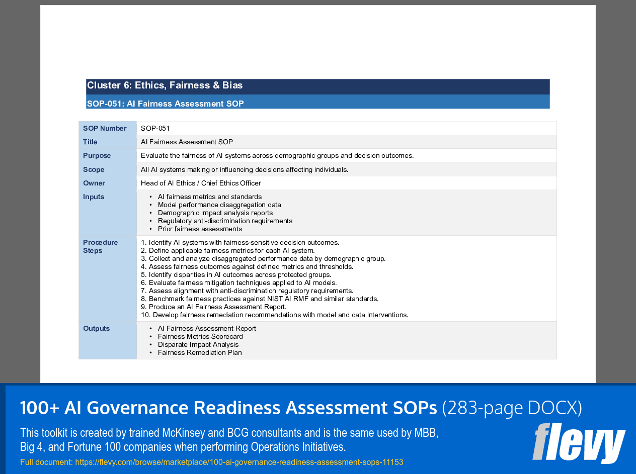 100+ AI Governance Readiness Assessment SOPs (283-page Word document) Preview Image