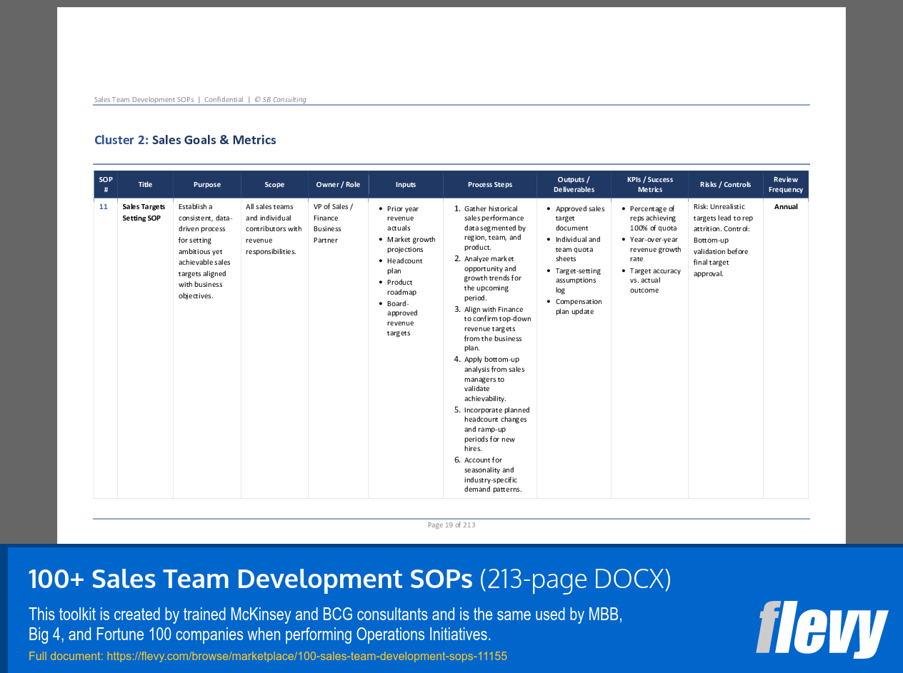 100+ Sales Team Development SOPs (213-page Word document) Preview Image