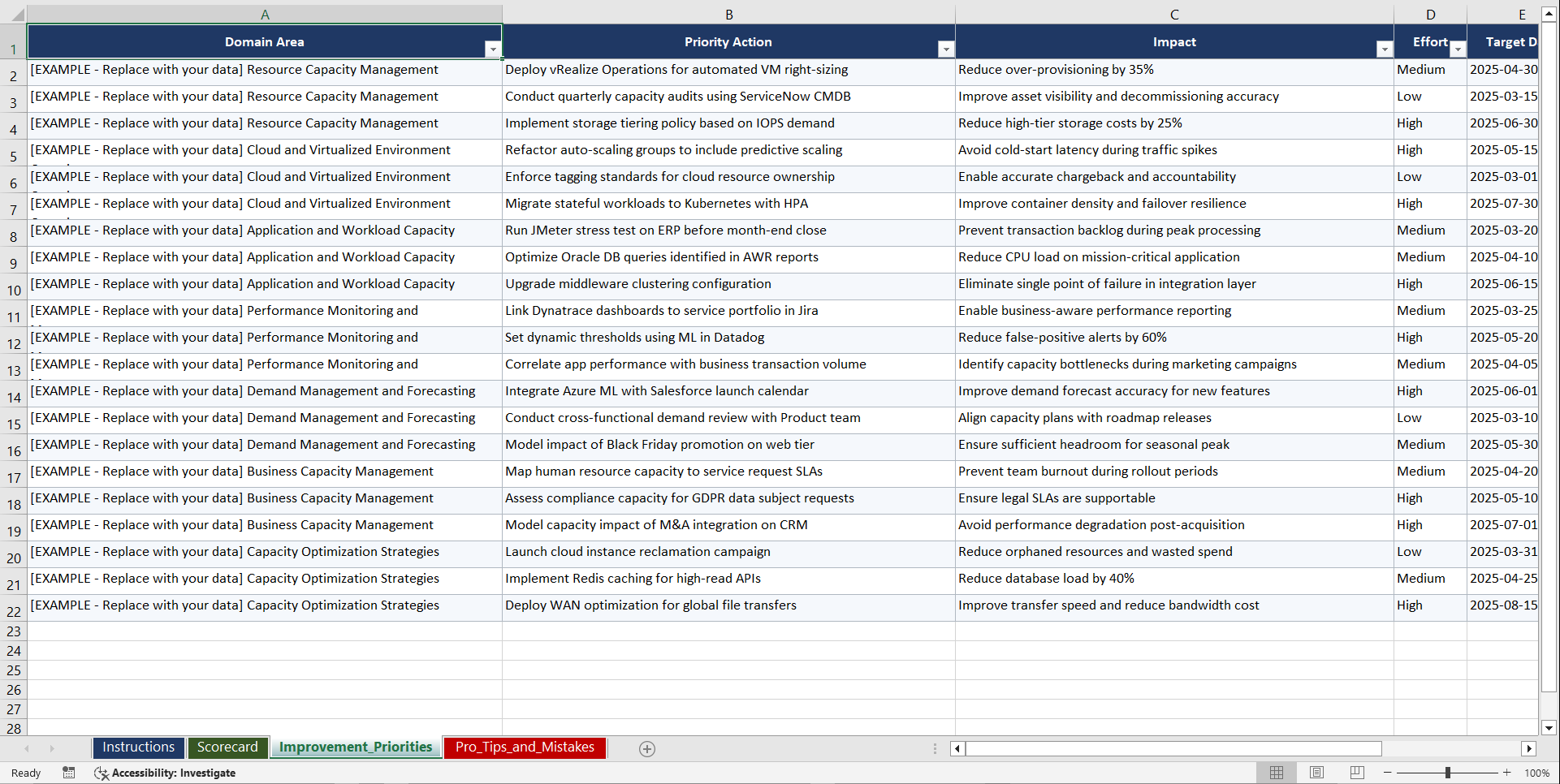 Capacity Management for Services Playbook (Excel template (XLSX)) Preview Image