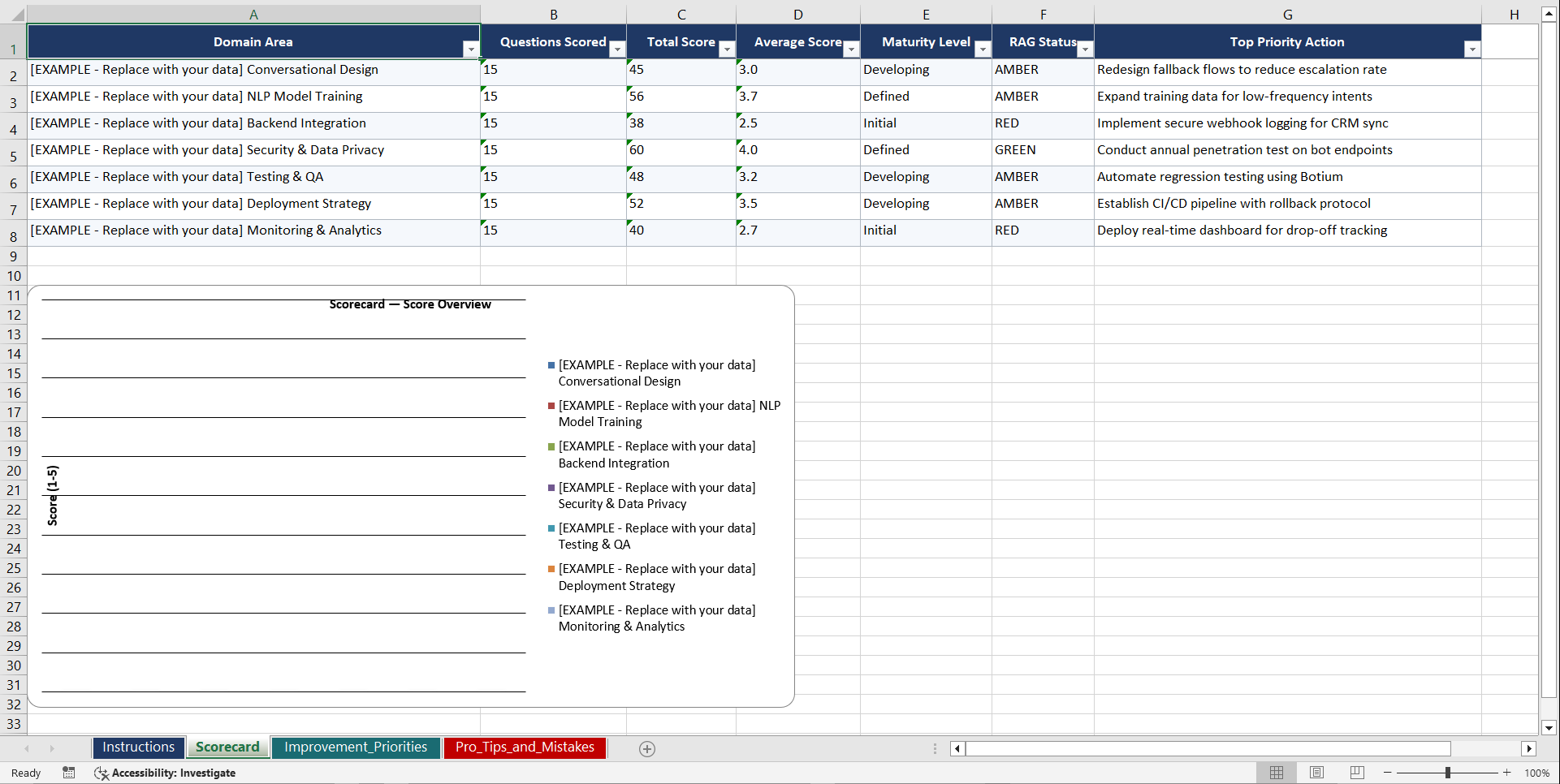 Chatbot Implementation for Service Playbook (Excel template (XLSX)) Preview Image