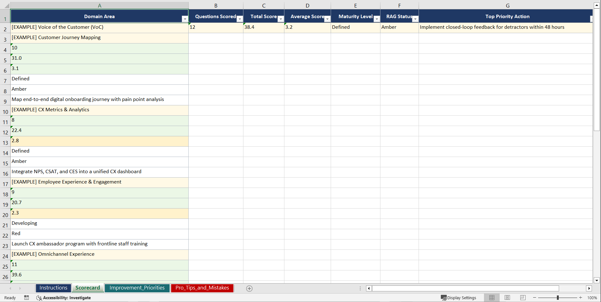 Customer Experience Strategy Playbook (Excel template (XLSX)) Preview Image