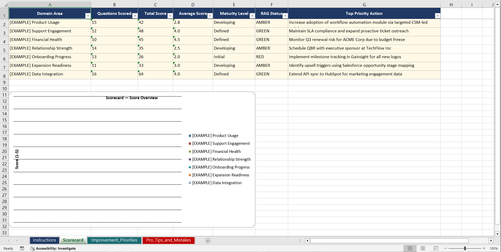 Customer Health Score Design Playbook (Excel template (XLSX)) Preview Image