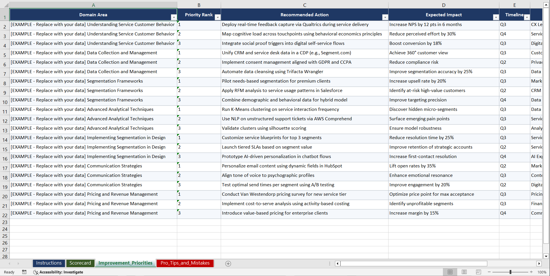 Customer Segmentation for Service Playbook (Excel template (XLSX)) Preview Image