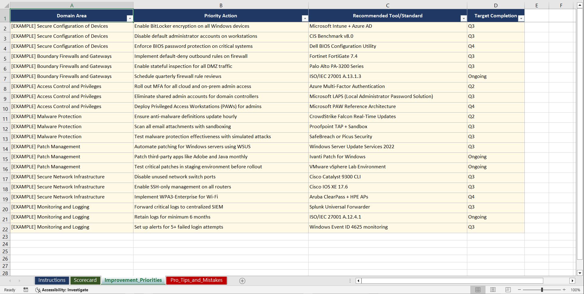 Cyber Essentials Plus Certification Playbook (Excel template (XLSX)) Preview Image