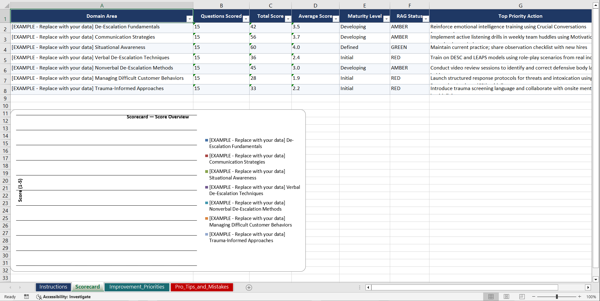 De Escalation Techniques for Service Playbook (Excel template (XLSX)) Preview Image