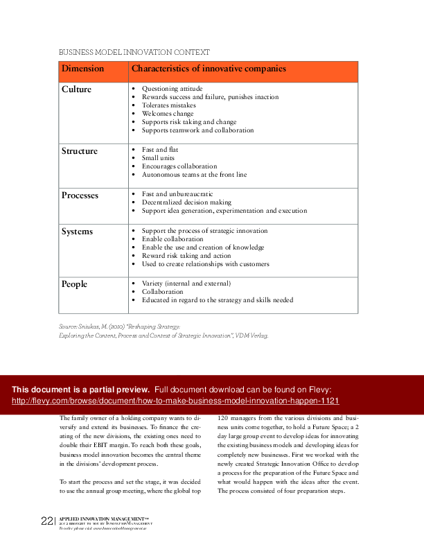 How to Make Business Model Innovation Happen (28-page PDF document) Preview Image