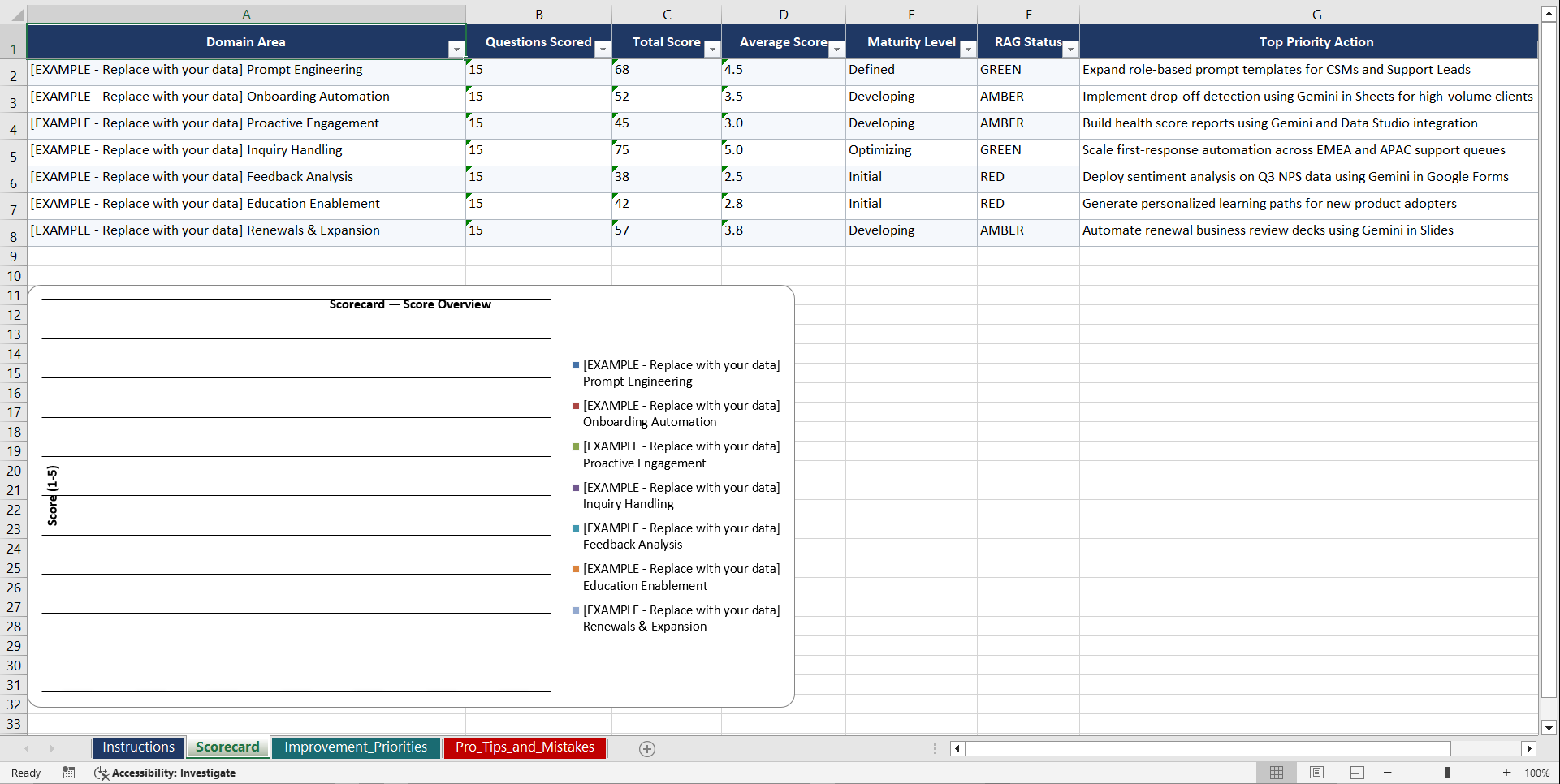 Google Gemini for Customer Success Playbook (Excel template (XLSX)) Preview Image