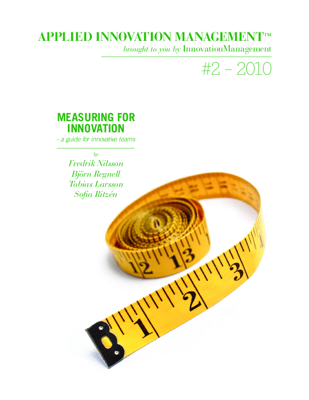 This is a partial preview of Measuring for Innovation - A Guide for Innovative Teams (30-page PDF document). Full document is 30 pages. 