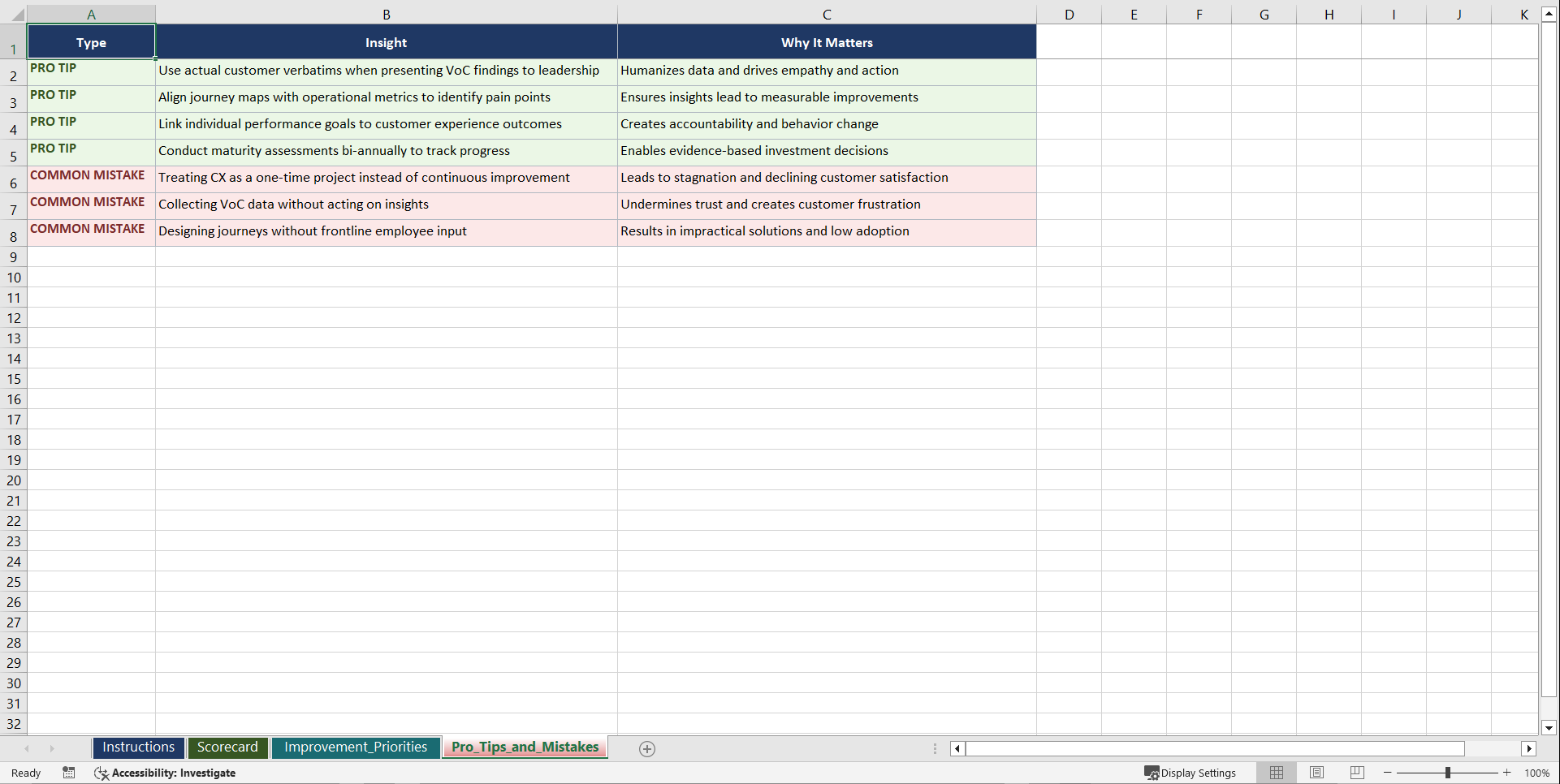 Master the COPC Customer Experience Standard Playbook (Excel template (XLSX)) Preview Image