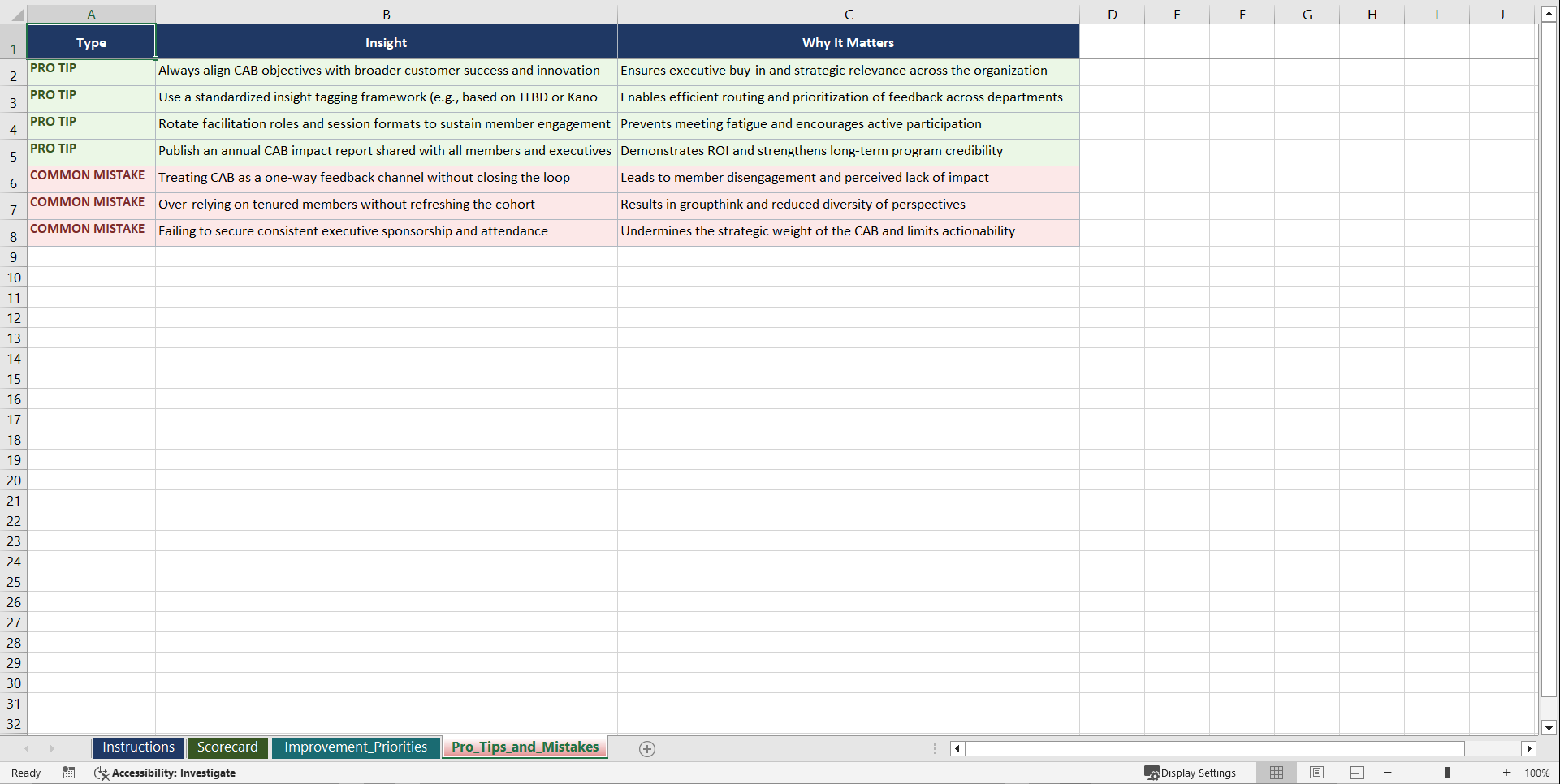 Mastering Customer Advisory Boards Playbook (Excel template (XLSX)) Preview Image