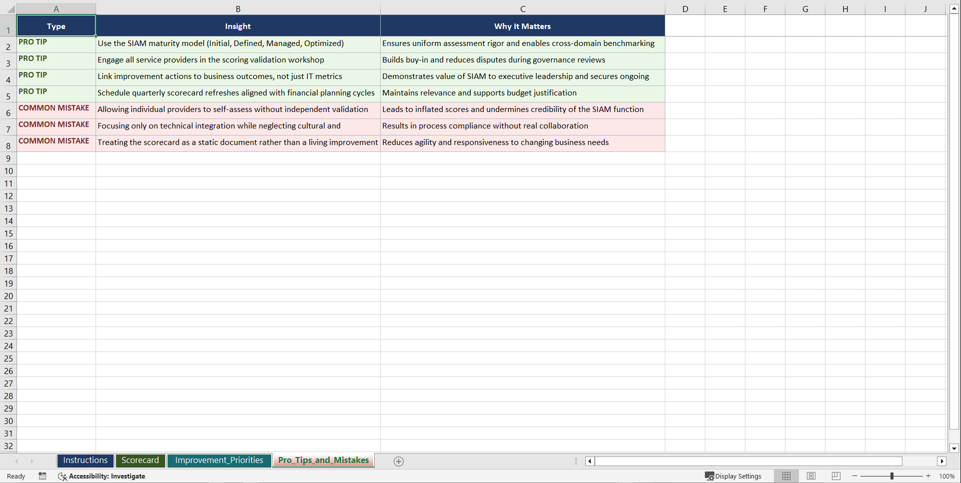 Service Integration and Management Playbook (Excel template (XLSX)) Preview Image