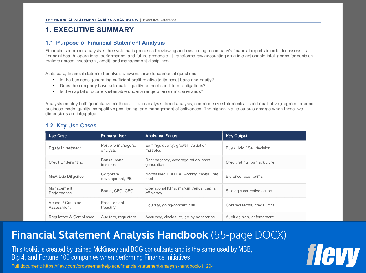 Financial Statement Analysis Handbook (55-page Word document) Preview Image